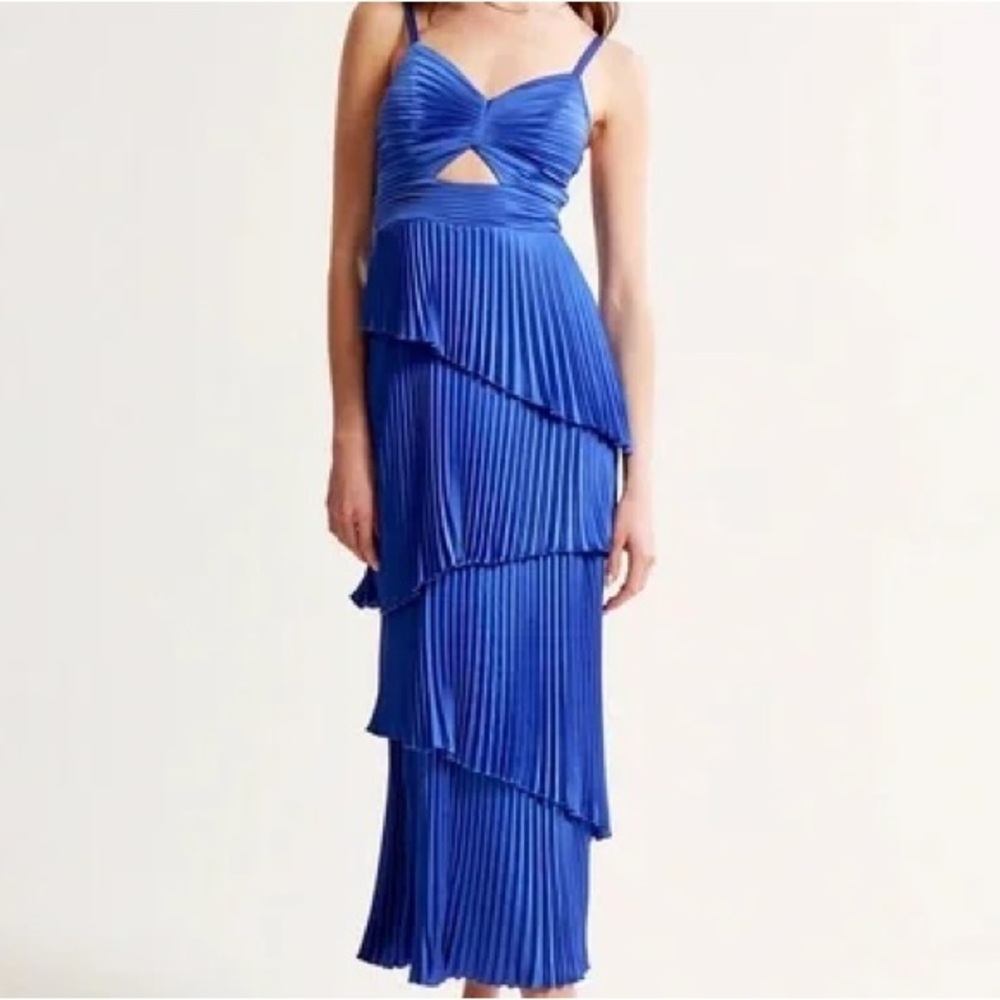 Abercrombie & Fitch Royal Blue Pleated Tiered Dress